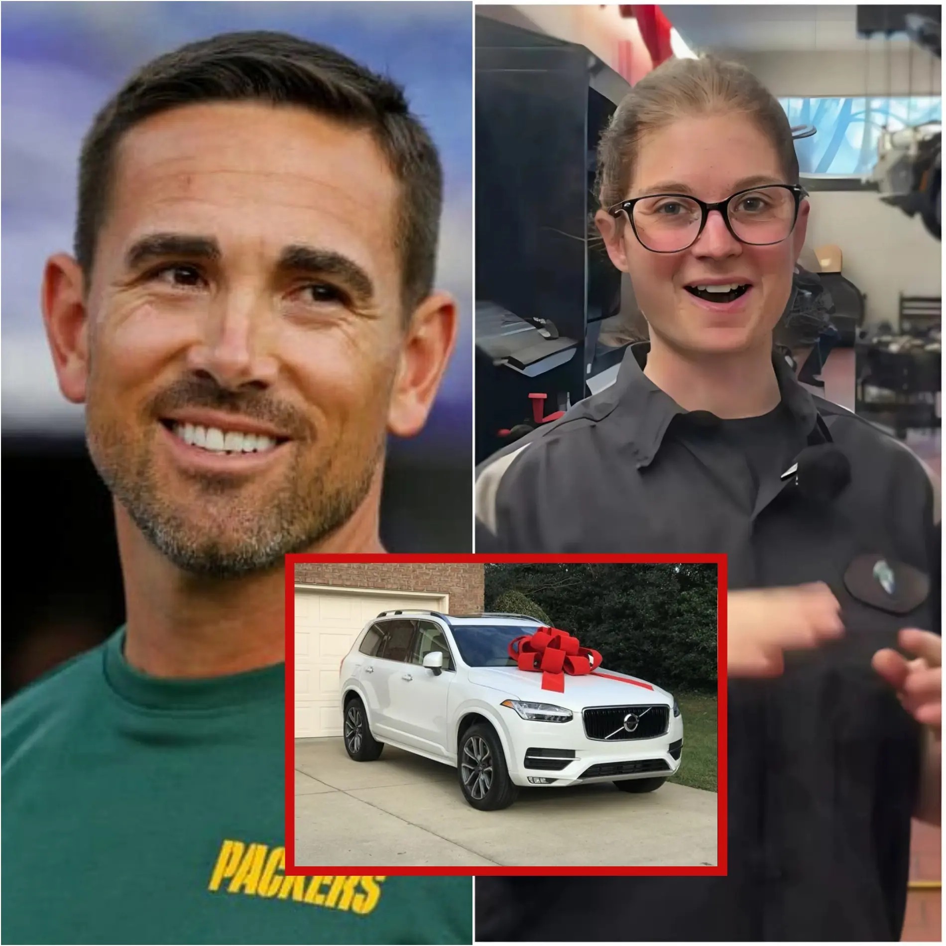 A poor janitor working for the Green Bay Packers helped Matt LaFleur when his car suffered a flat tire — the very next day, a white SUV appeared in front of her house! 827