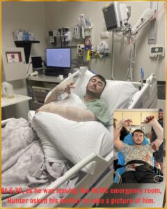 Update… at 6:30 when they were leaving NLMC ER… Hunter asked his mom to take a pic… ambulance will be here in bout 10 min. His BP is back to normal